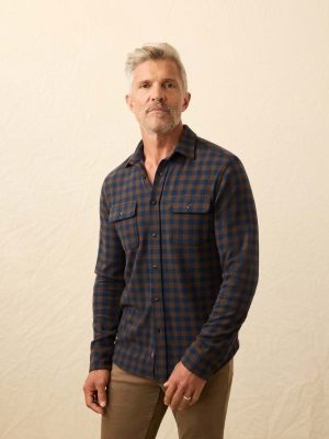 Legend Sweater Shirt - Navy Woodland Check
