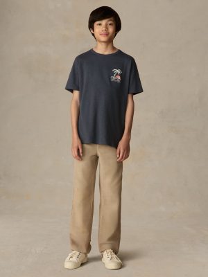 Big Kids Graphic Sun And Wave Tee - Dune Navy