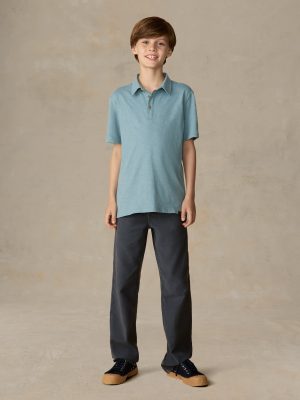Big Kids Sunwashed T-Shirt Polo - Stormy Lake