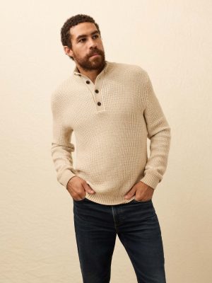 Quarter Button Sweater - Alpine Khaki