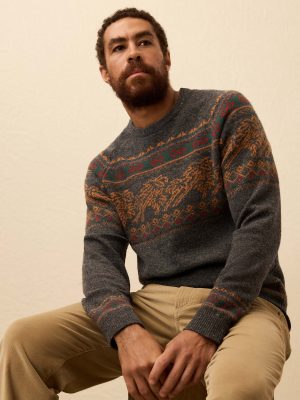 Donegal Crew Sweater - Charcoal Coast Fairisle