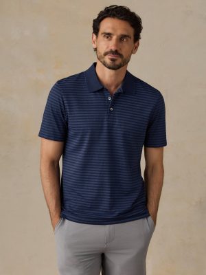 Short-Sleeve Movement Pique Polo - Twilight Stream Stripe