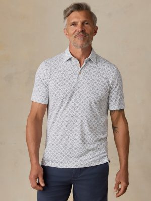 Short-Sleeve Movement Pique Polo - Ivory Blue Moonlight