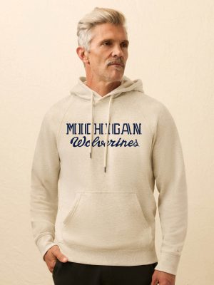 University of Michigan High Standard Fleece Hoodie - Antique Ivory Heather