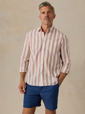 Long-Sleeve Weightless Cotton Shirt - White Clay Stripe
