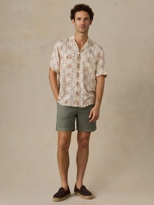 Short-Sleeve Bali Camp Shirt - Cream Sunburst Bloom