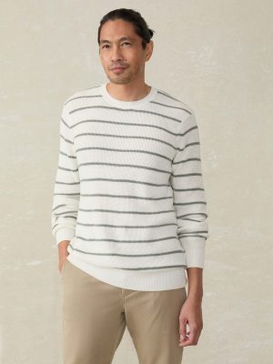 Sunwashed Crewneck Sweater - White Sage Stripe