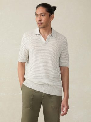 Short-Sleeve Linen Sweater Polo - Ivory Steel Feeder