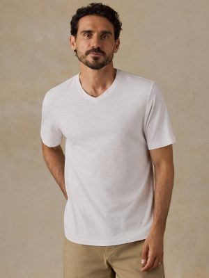 Short-Sleeve Sunwashed V-Neck Tee - White