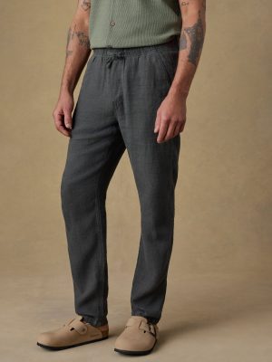 Linen Drawstring Pant - Washed Black