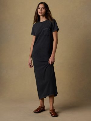 Recycled Cotton Jersey T-Shirt Dress - Washed Black