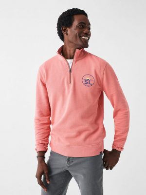 Spring Lake Long- Sleeve Terry Quarter- Zip - Faded Flag