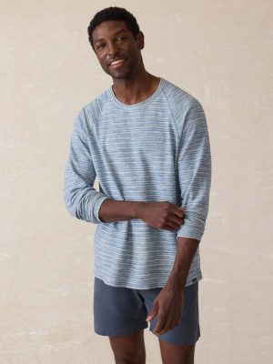 Indigo Crewneck Sweatshirt - Indigo Waterway Stripe