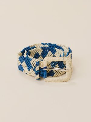 Raffia Belt - Natural Blue