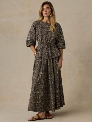 Coastal Poplin Nera Skirt - Night Bloom