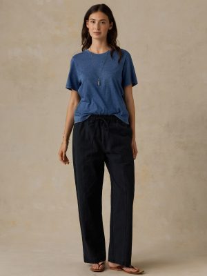 Cotton Twill Drawstring Pant - Black