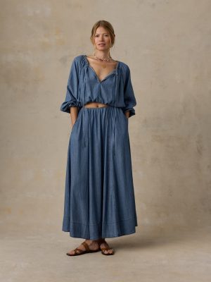 Tried & True Chambray Nera Skirt - River Mist Wash