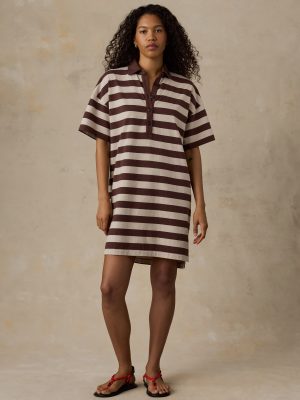 Recycled Cotton Knit Dress - Espresso Stripe