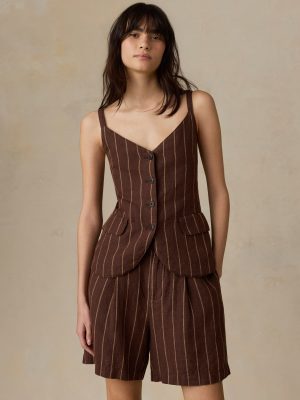 Sun Strider Linen Milo Vest - Harbor Line Stripe