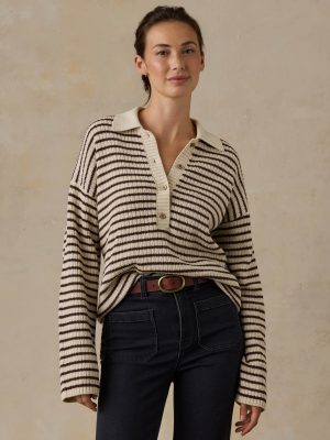 Miramar Linen Relaxed Polo - Woodland Stripe