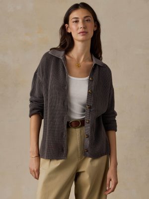 Sunwashed Cotton Sweater Polo - Chocolate Brown