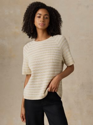 Miramar Linen Tee - Sand Lines